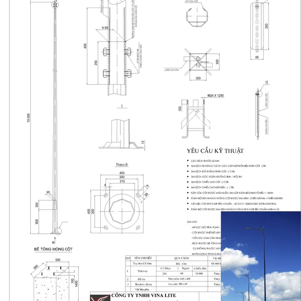 Trụ đèn  bát giác 11m