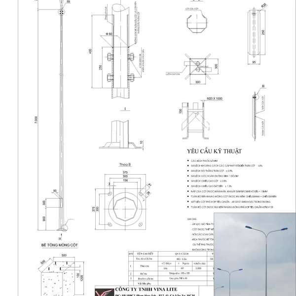 Trụ Đèn - Bát Giác 9m