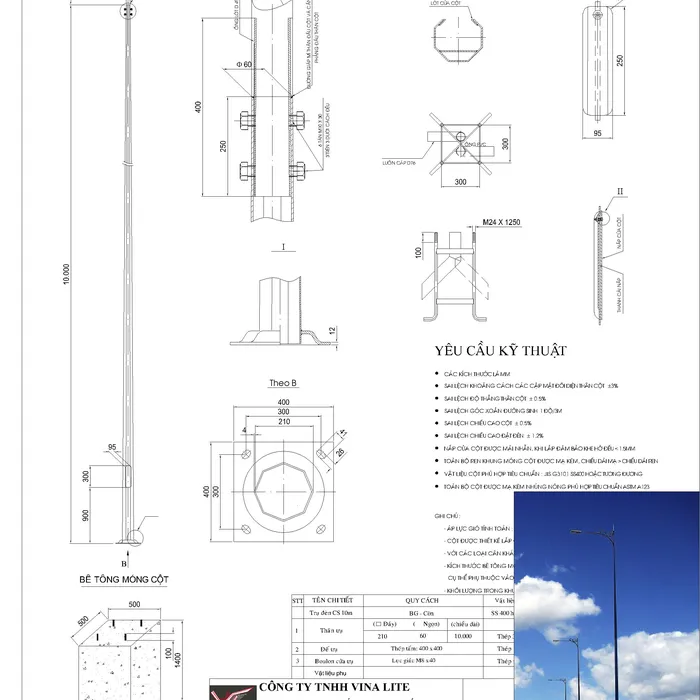 Trụ đèn  bát giác 11m