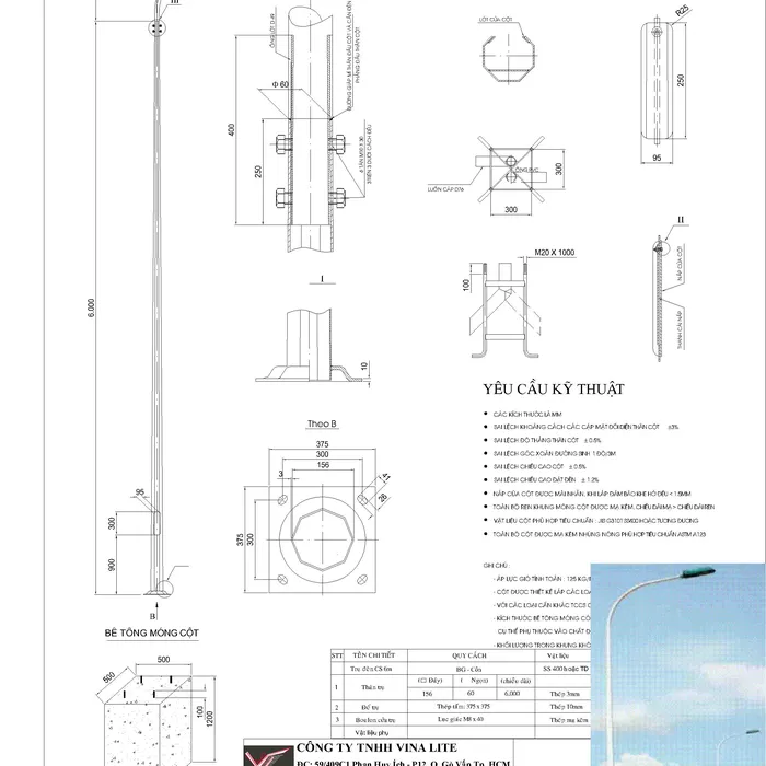 Trụ Đèn - Bát Giác 6m