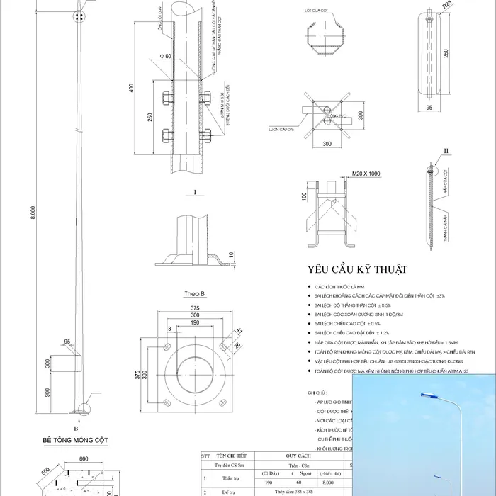 Trụ đèn tròn côn 8m