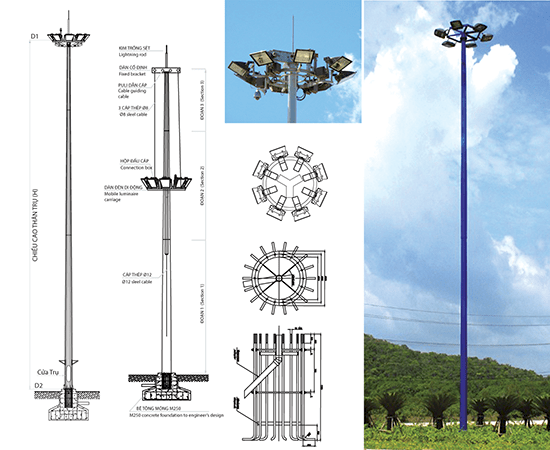 bản vẽ trụ đèn đa giác giàn đèn nâng hạ bản vẽ trụ đèn đa giác giàn đèn nâng hạ