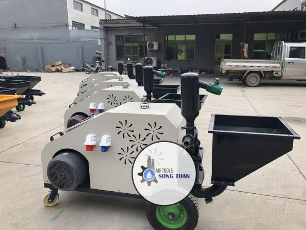 Máy phun vữa trát tường tự động công suất lớn piston thủy lực