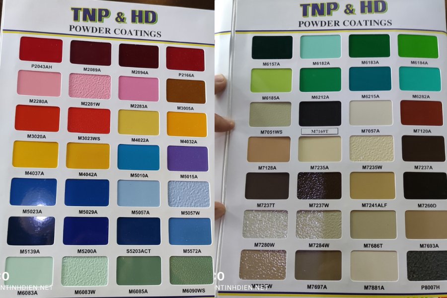 bang mau bot son tinh dien cho sung phun son tinh dien