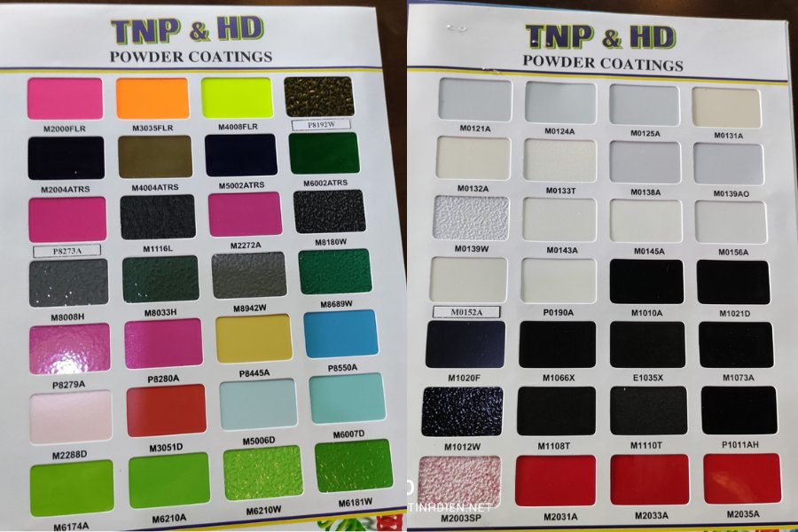 bang mau bot son tinh dien cho sung phun son tinh dien