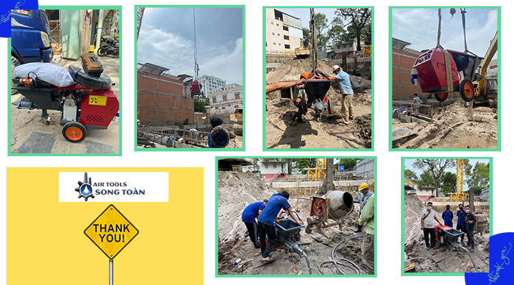 Bàn giao máy phun vữa