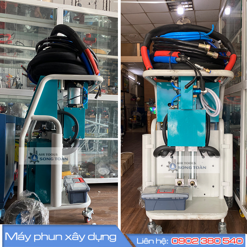 Mặt sau máy phun foam