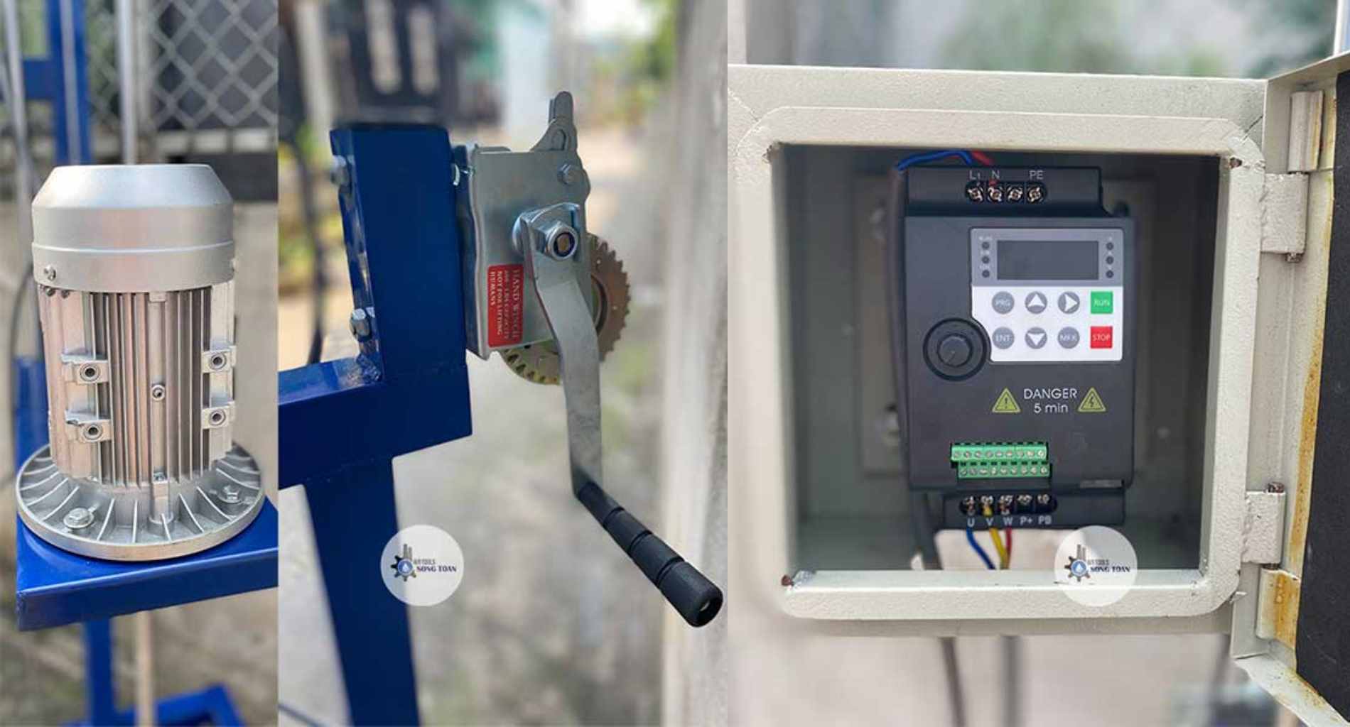 máy khuấy hóa chất quay tay ròng rọc