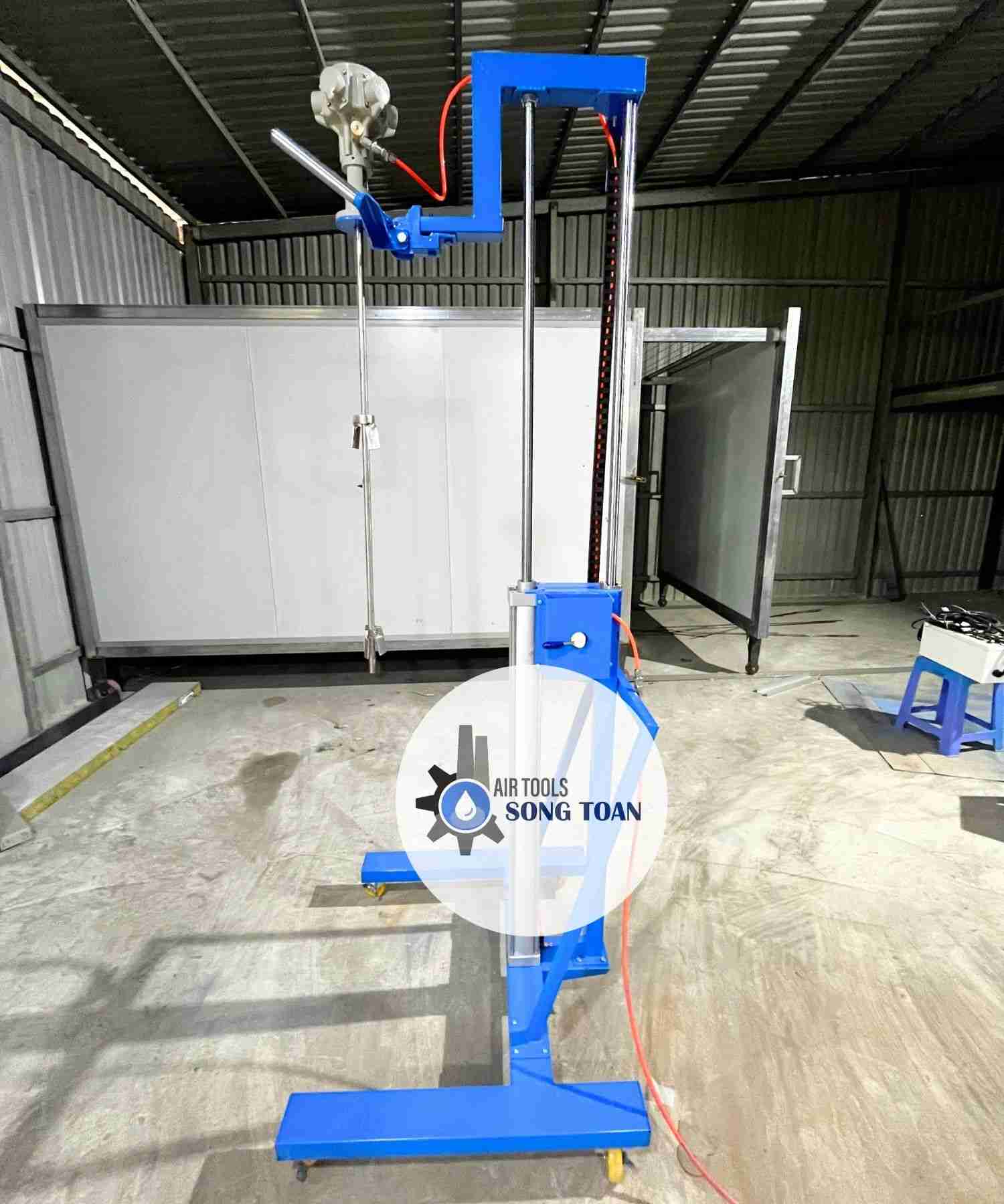 Máy khuấy sơn hóa chất cho thùng phuy 200 lit dùng khí nén