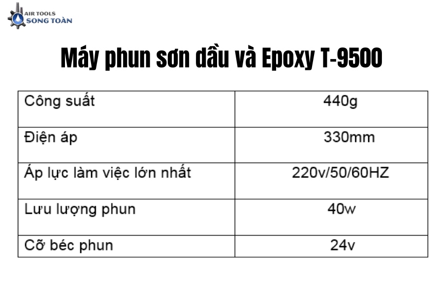 máy phun sơn dầu và Epoxy T-9500