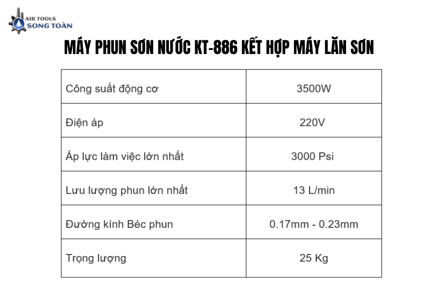 MÁY PHUN SƠN NƯỚC KT-886 KẾT HỢP MÁY LĂN SƠN