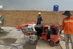 Ứng dụng máy phun vữa ST-M6 trong thi công hệ thống thoát nước Sân bay Long Thành