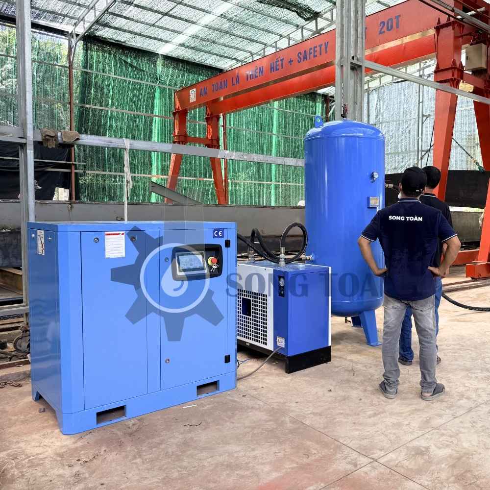 máy nén khí trục vít và máy sấy khí