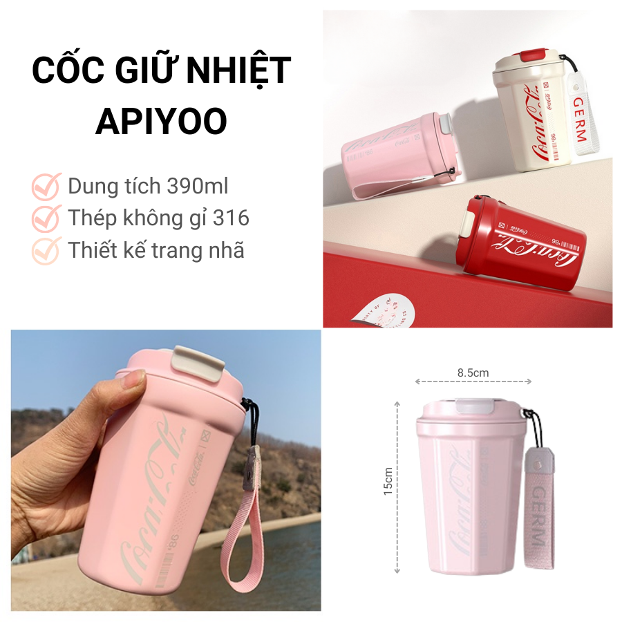 Cốc giữ nhiệt API YOO (màu hồng) - Bình nước K3 (Trị giá 21.100 phiếu)