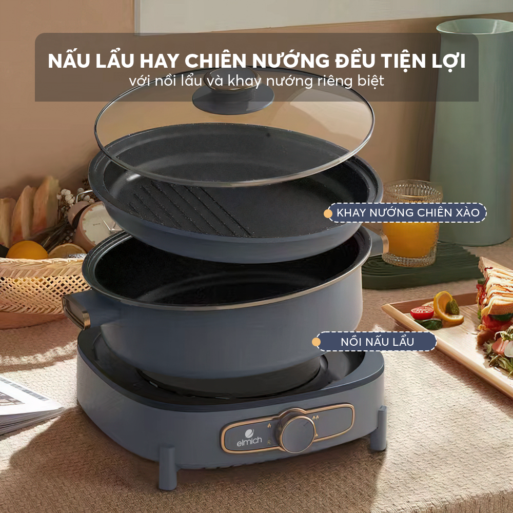 Nồi lẩu nướng điện đa năng Elmich 5,5L MEP - 3910