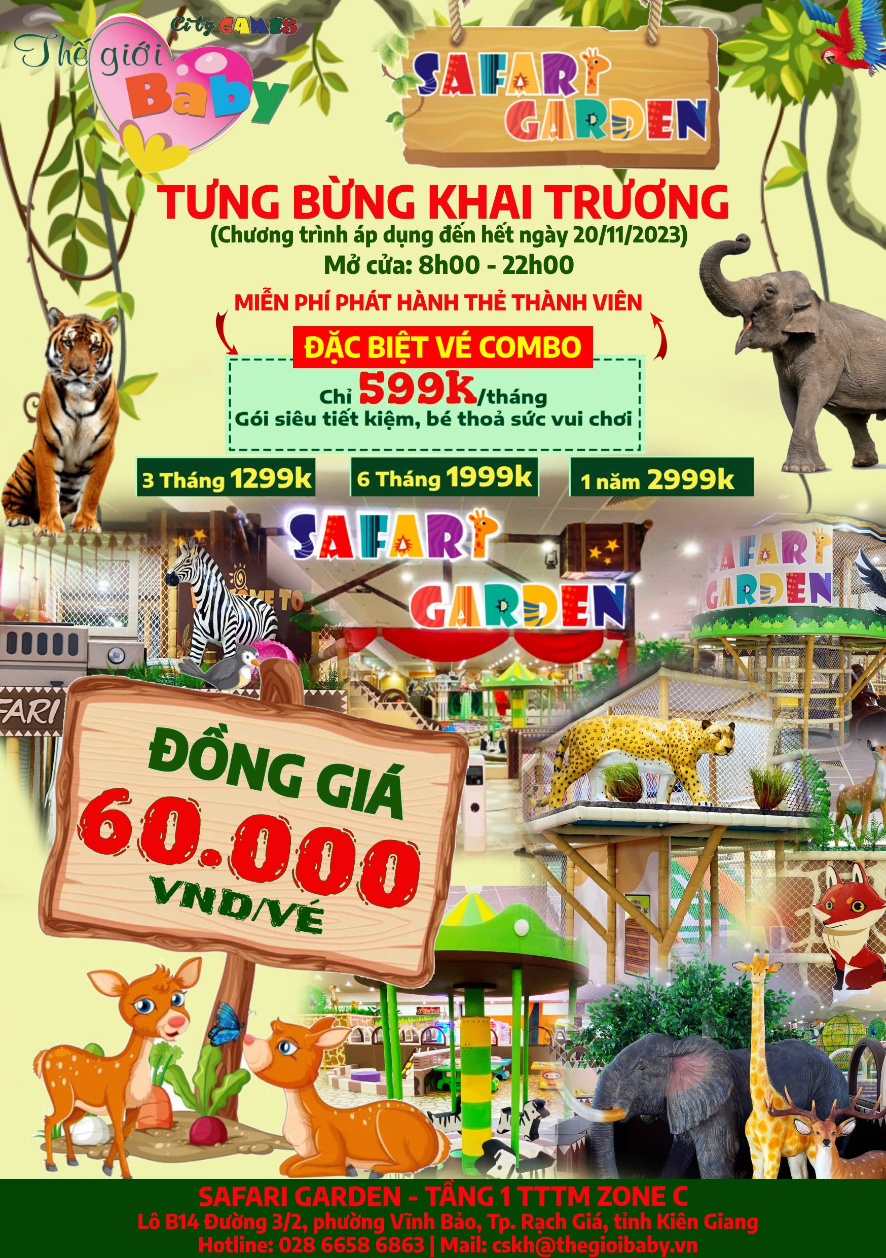 Tưng bừng khai trương City Games - Safari Garden tại TTTM Zone C Rạch Giá, Kiên Giang, nhà banh,