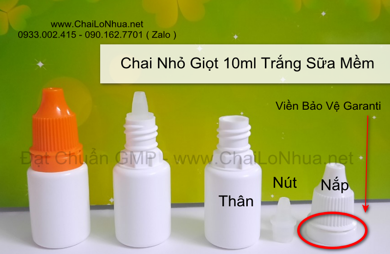 Vỏ chai nhựa nhỏ mắt 10ml trắng sữa