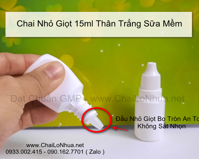 Chai Nhỏ Giọt 15ml Thân Trong và Thân Trắng Sữa từ nhựa LDPE
