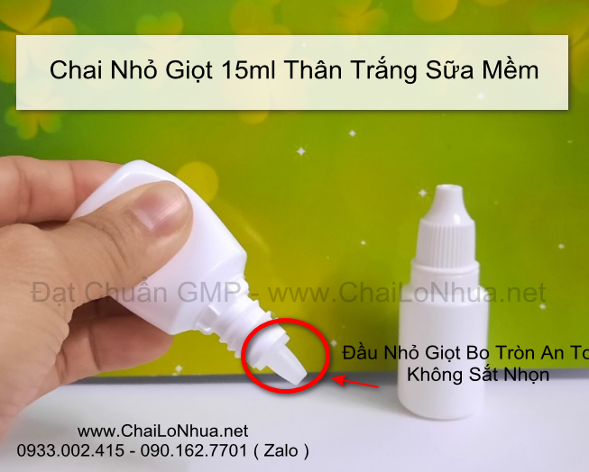 Chai 15ml thiết kế đầu vòi khoa học