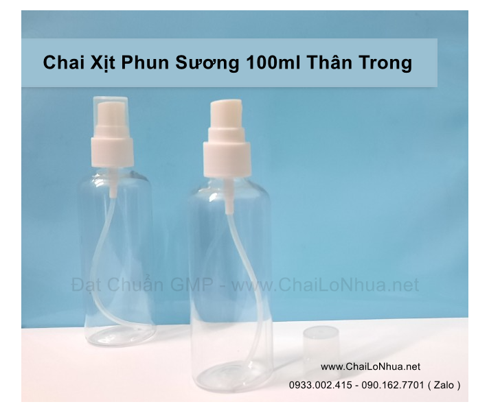Chai xịt phun sương thân trong 100ml