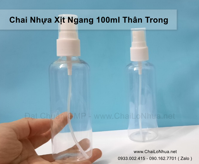 Chai xịt phun sương thân trong 100ml thể hiện ngay ở phần Thiết Kế Thân Trong Suốt