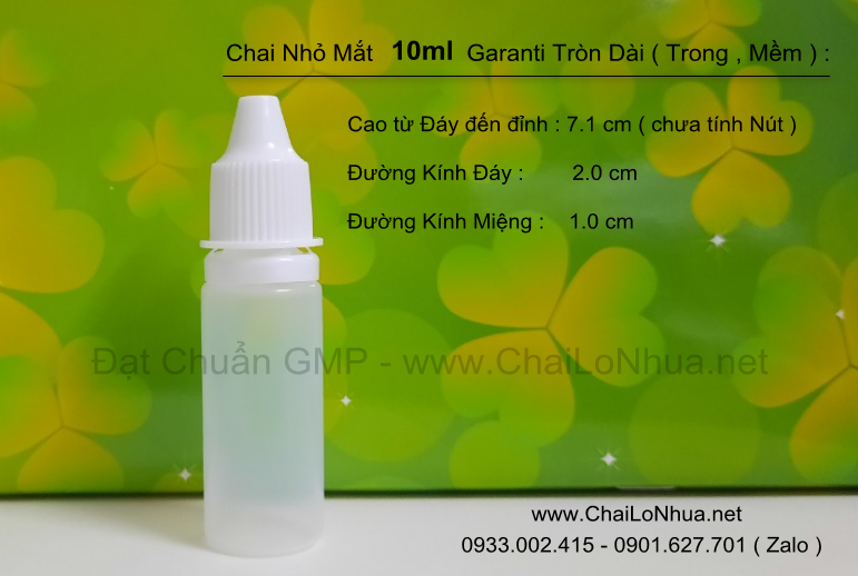 Vỏ Chai Nho Giọt bằng nhựa 10ml hình trụ cao