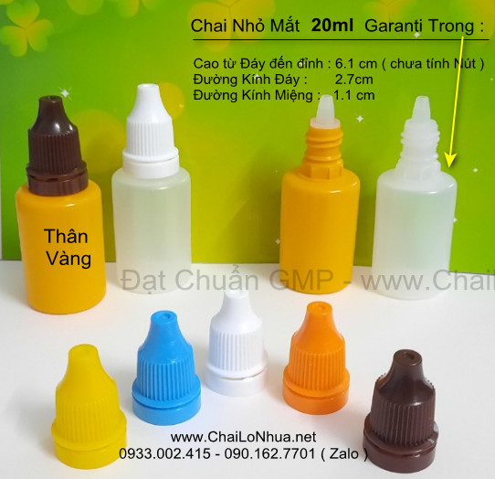 Mẫu vỏ chai nhựa y tế nhỏ mắt 20ml povidone thân vàng còn có thêm một ưu điểm quan trọng
