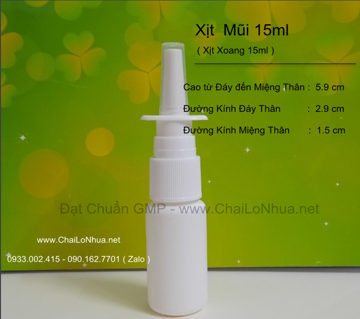 Chai xịt 15ml khử khuẩn