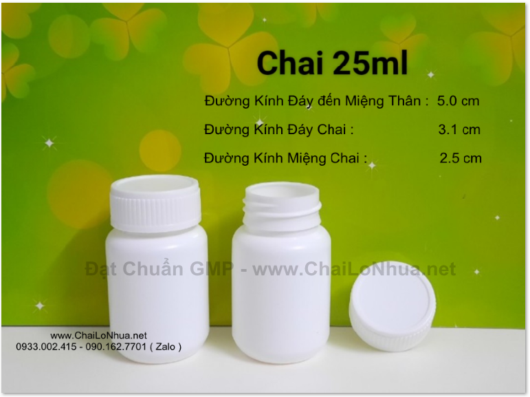 Lọ nhựa đựng thuốc viên 25ml