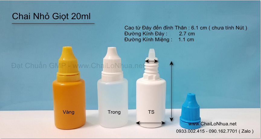 vỏ lọ nhỏ giọt 20ml màu trắng