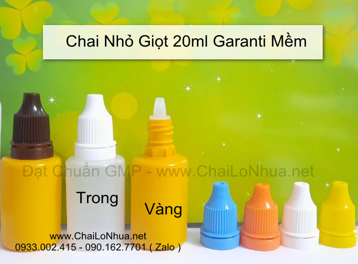 chai nhựa y tế nhỏ mắt 20ml povidone thân vàng nắp nâu được sản xuất từ Chất nhựa PP nguyên sinh