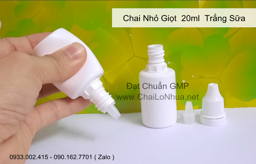 Chai nhỏ giọt có dung tích 20ml thân màu trắng sữa có Dung Tích 20ml