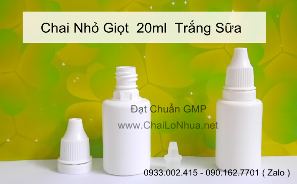 Vỏ lọ nhựa nhỏ mắt 20ml trắng sữa