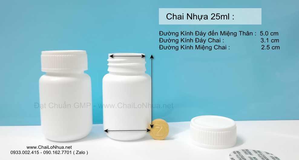 Lọ nhựa đựng thuốc viên 25ml