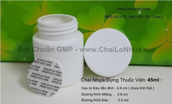 Chai nhựa đựng thuốc viên 45ml không chỉ đảm bảo chất lượng mà còn được chú trọng về mặt thẩm mỹ