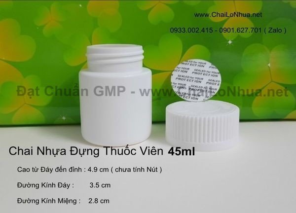 Chai nhựa sạch đựng thuốc viên 45ml