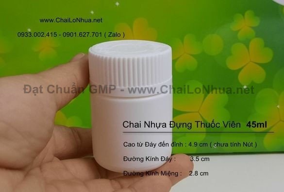 Chai nhựa đựng thuốc viên 45ml có Chất lượng đạt chuẩn GMP