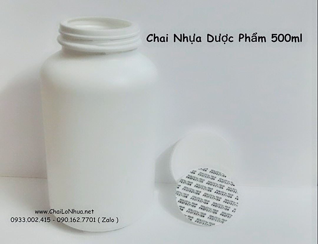 Vỏ chai lọ nhựa 500ml có thiết kế chuyên nghiệp với nắp vặn chắc chắn, giúp bảo vệ thuốc viên khỏi tiếp xúc với không khí và độ ẩm