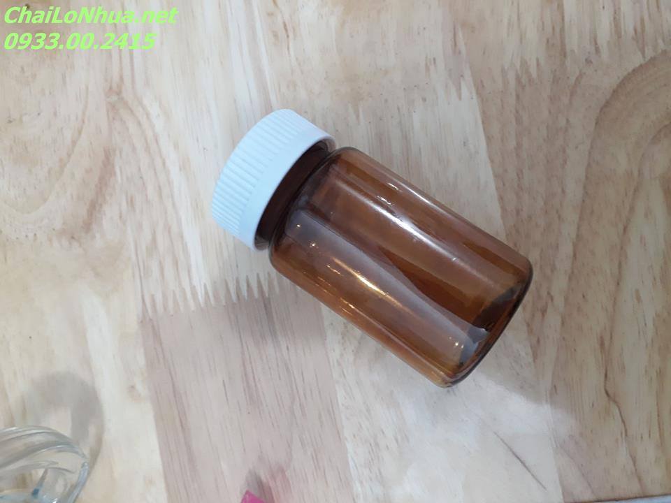 Lọ 100ml nắp nhấn PET Nâu