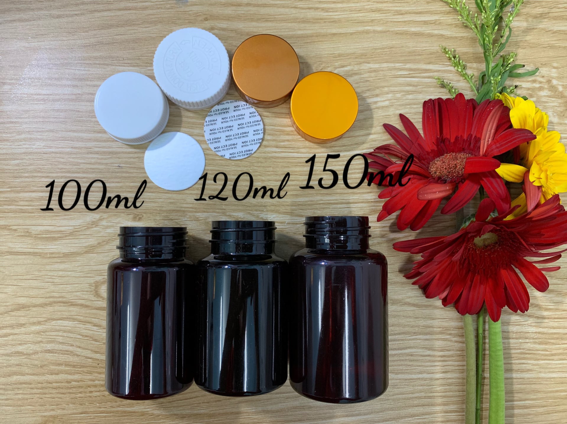 Chai nhựa pet 100ml, 120ml, 150ml Nắp Nhôm đẹp