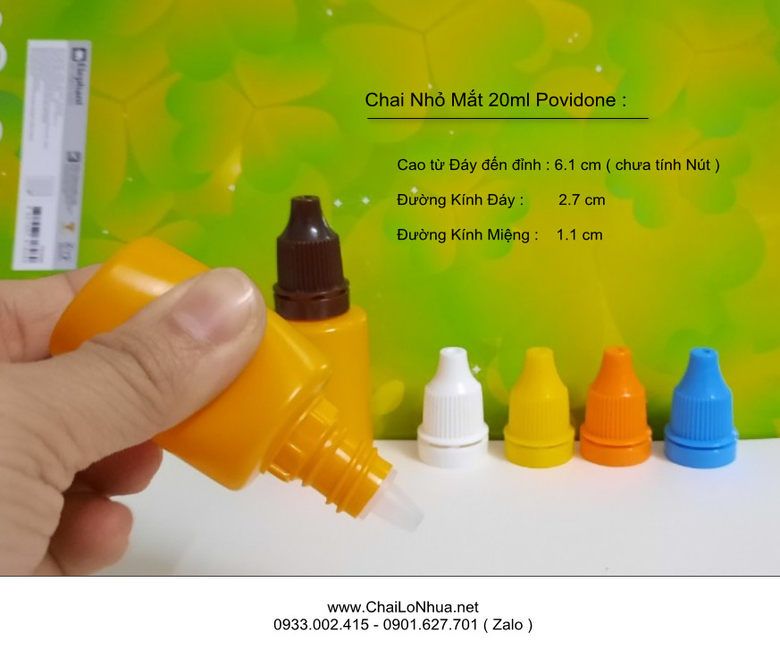 Chai nhựa nhỏ mắt 20ml Thân vàng có độ đàn hồi co bóp bền tốt