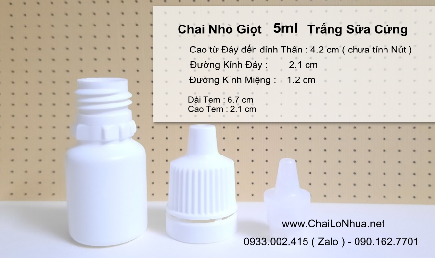 chai nhựa y tế dung tích 5ml thân trắng sữa cứng