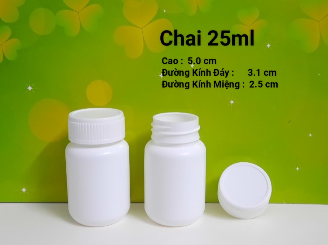 Chai nhựa đựng dược phẩm 25ml đóng thuốc viên số lượng ít đẹp