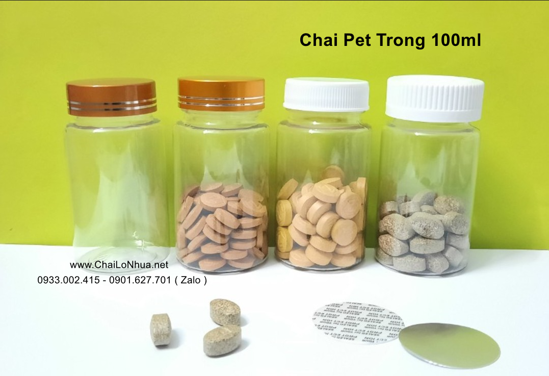 Chai nhựa PET 100ml thân trong suốt