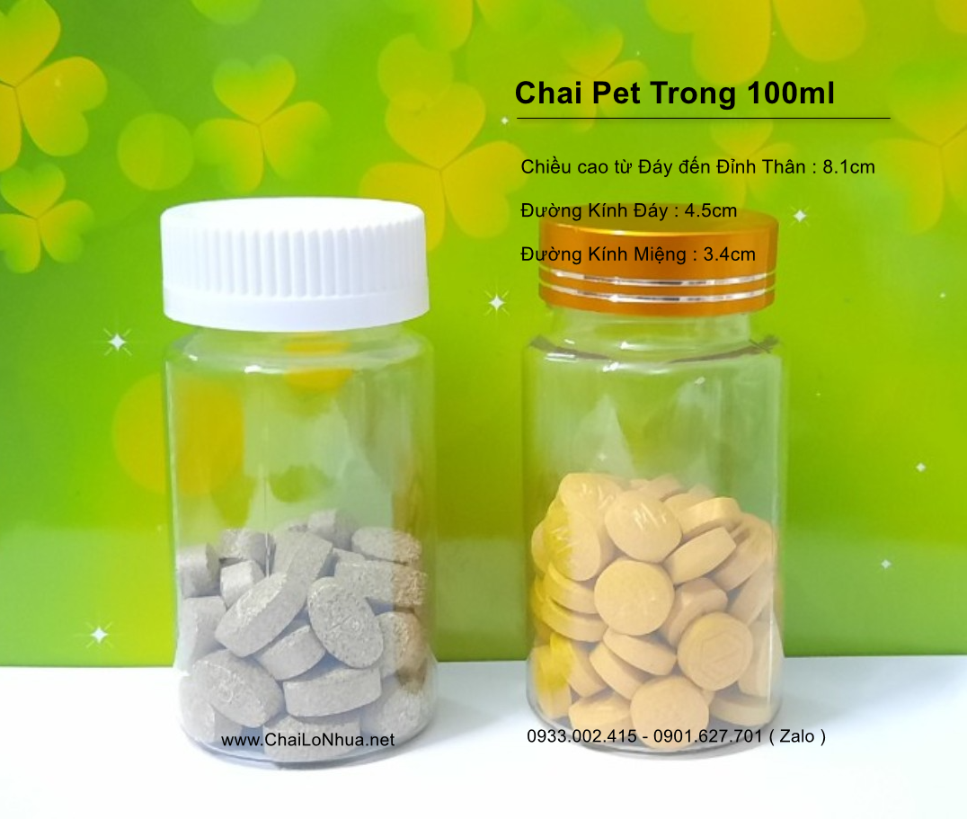 Chai nhựa PET 100ml thân trong suốt còn có tính chất chống thấm và chống ánh sáng của PET giúp ngăn chặn tác động từ ánh sáng