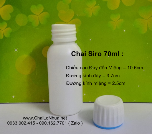 Kích Thước chai nhựa đựng siro 70ml :