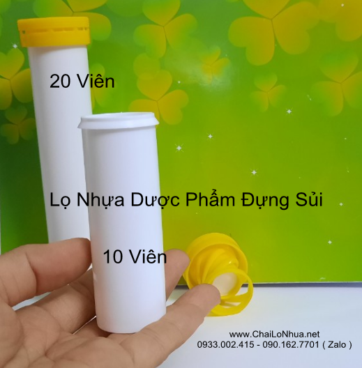 chai nhựa đựng dược phẩm dạng viên sủi loại chứa 20 viên, loại chứa 10