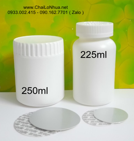chai nhựa dược phẩm 225ml và hủ nhựa 250ml.