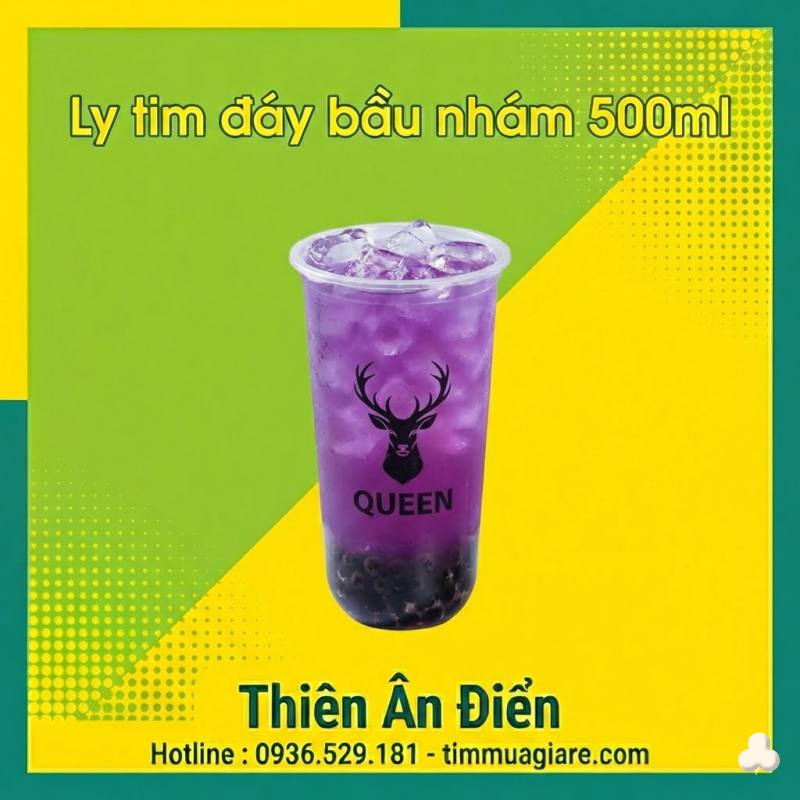 Ly tim đáy bầu nhám 500 ml