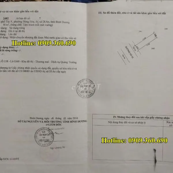 ĐẤT DĨ AN CHÍNH CHỦ – 81m2 (4,5x18m), Thổ cư 100% :  81m2 - lô đất Mặt tiền đường GS2, Đất Khu Big C Go, Đông Hòa, Tp.Dĩ an, Bình dương.